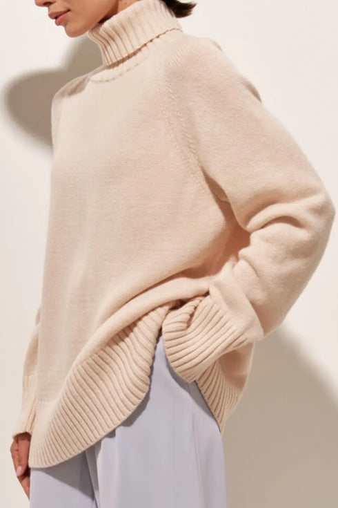 'Scarlett' Ribbed Knit Turtleneck Sweater - Celes Fashion